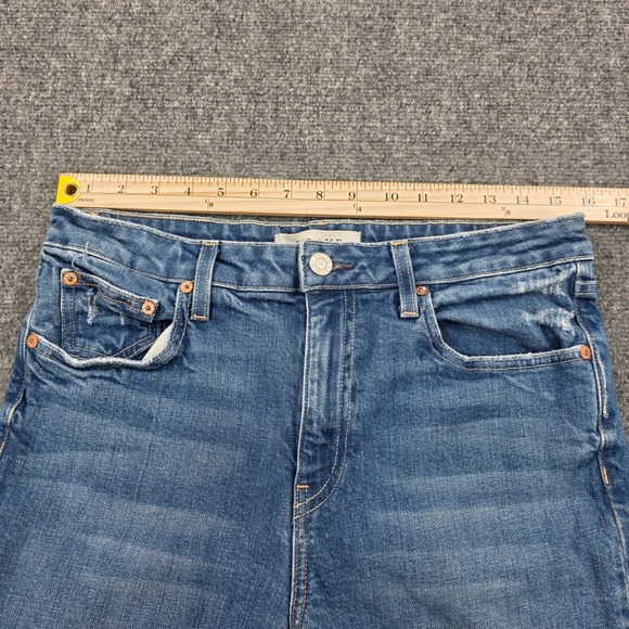 Trave Colette Jeans Womens 31 Blue Denim Kick Flare Cropped Frayed Hem - Picture 5 of 9